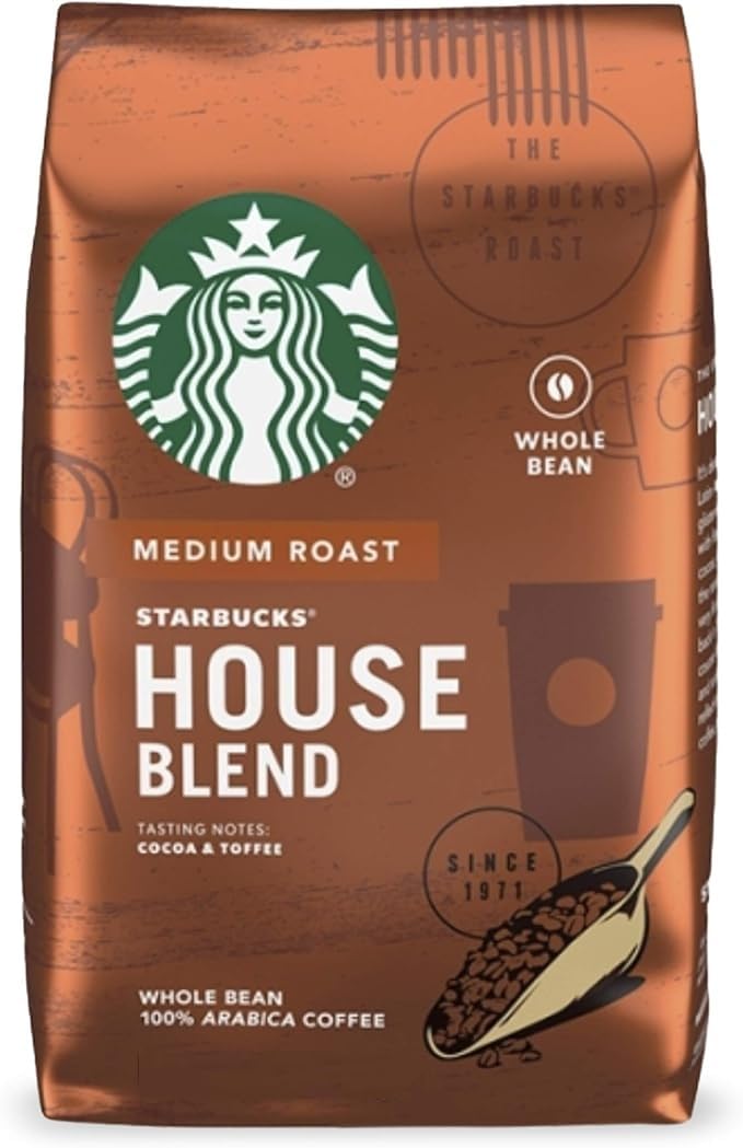 Starbucks House Blend Medium Roast Whole Bean Coffee, 100% Arabica